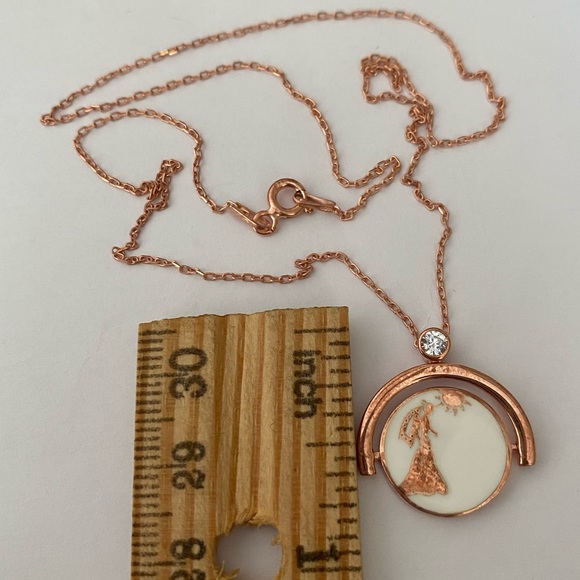 Bride groom reversible spinning 925 silver necklace cz enamel - Picture 3 of 7